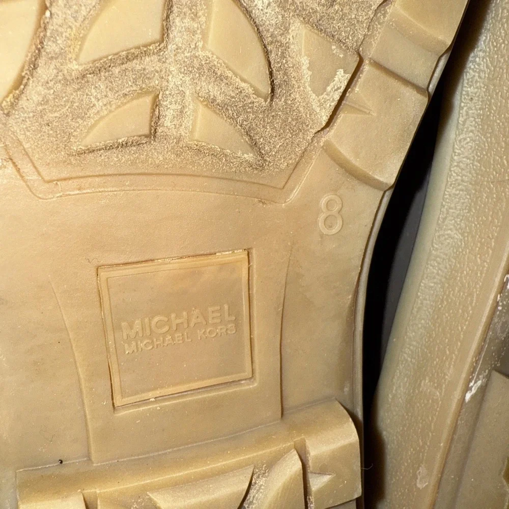 Michael Kors Womens Duck Shoes Brown Monogram Logo Rain Boat‎ Shoes Size 8
